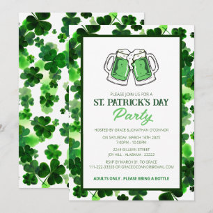 Elegantes Green Kleeblatt St. Patrick's Day Party Einladung