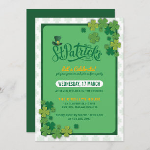 Elegantes Green Kleeblatts St. Patrick's Day Party Einladung