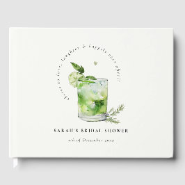 Elegantes Green Margarita Cocktail Brautparty Gästebuch