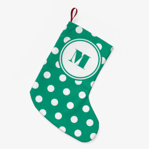 Elegantes Green Monogram Muster Kleiner Weihnachtsstrumpf
