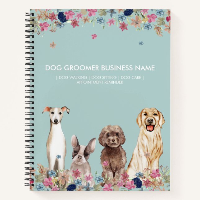 Elegantes Green Niedlich Dog Pet Business Notizbuch (Vorderseite)