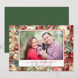 Elegantes Green Red Holiday Floral Weihnachten Fot