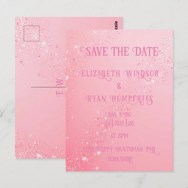 Elegantes Green Sparkle Design für Hochzeiten Postkarte (Vorne/Hinten)