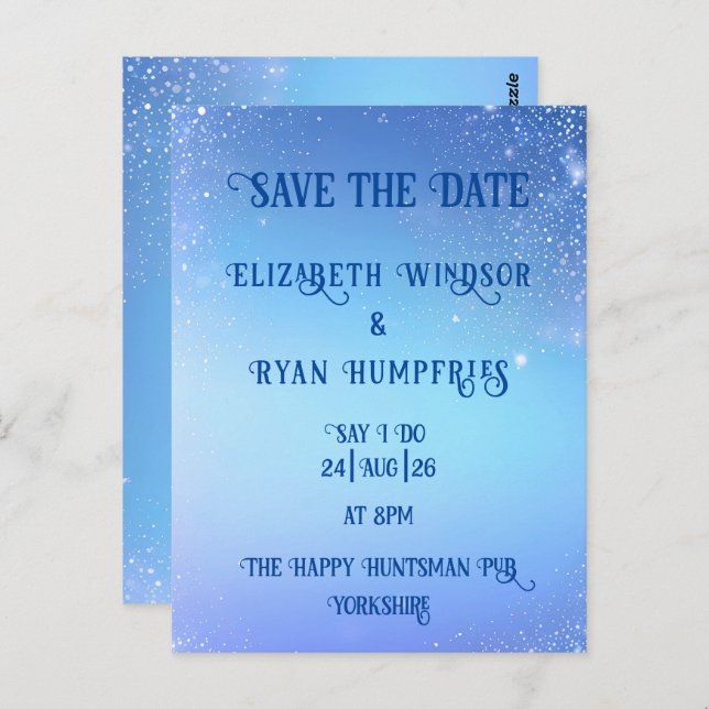 Elegantes Green Sparkle Design für Hochzeiten Postkarte (Vorne/Hinten)