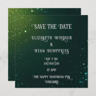 Elegantes Green Sparkle Design für Hochzeiten Save The Date