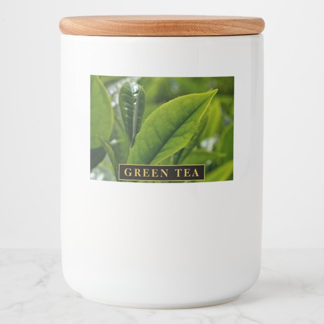 Elegantes Green Tee Label für Küchen- oder Pantry- Lebensmitteletikett (Vorderseite)