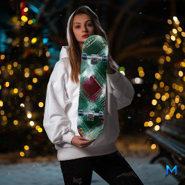 Elegantes Green und Burgund Kariertes Skateboard