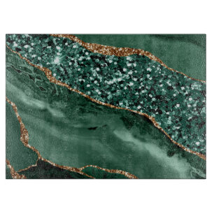 Elegantes Green und Gold Glitzer Agate Schneidebrett