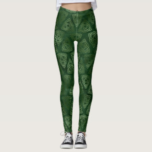 Elegantes Green und Gold Irish Celtic Muster Leggings