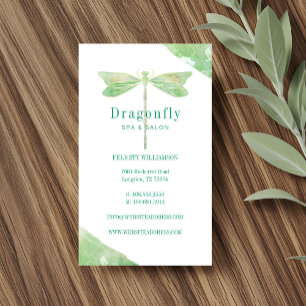 Elegantes Green Watercolor Wash Dragonfly Logo Magnetische Visitenkarte