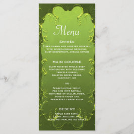 Elegantes Green Wedding Reception Menü Menükarte