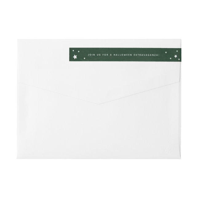 Elegantes Green+White Stars Wraparound Address Lab (Rückseite)