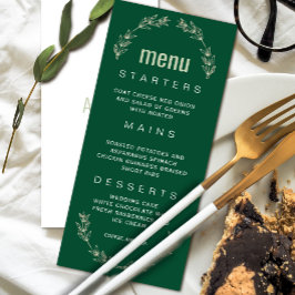 Elegantes Greenerity Wedding Menu | Script-Schrift Einladung