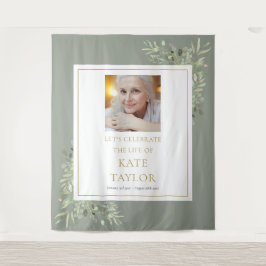 Elegantes Greenery Foto Beerdigung Wandteppich