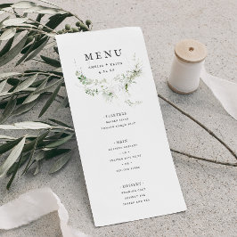 Elegantes Greenery Watercolor Wedding Menu Menükarte