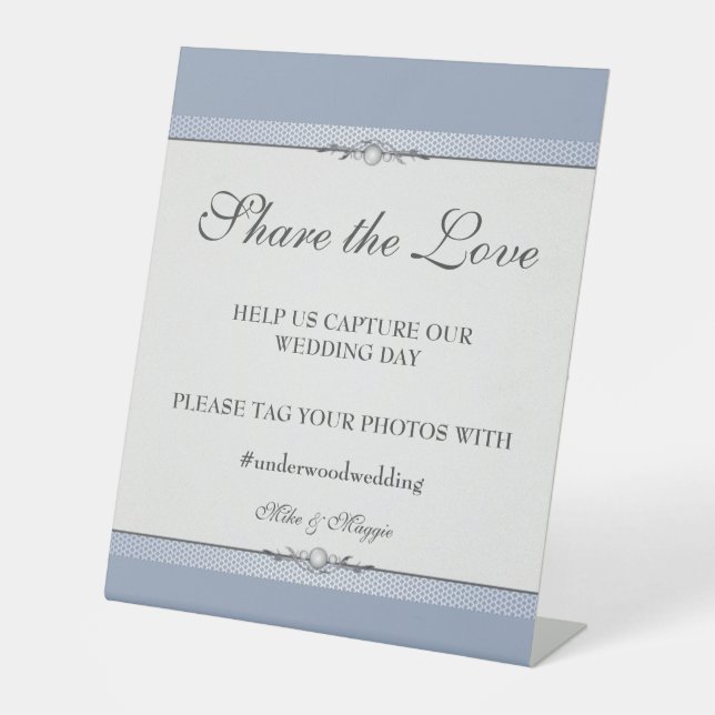 Elegantes Grenz-Hochzeitplakatzeichen Sockelschild (Vorderseite)