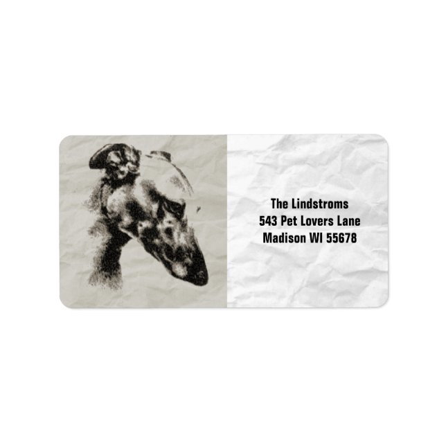 Elegantes Greyhound Portrait in Sepia Adressaufkleber (Vorne)