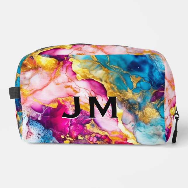 Elegantes, griechisch-türkisfarbenes Marmoraccesso Waschbeutel (Vorderseite)