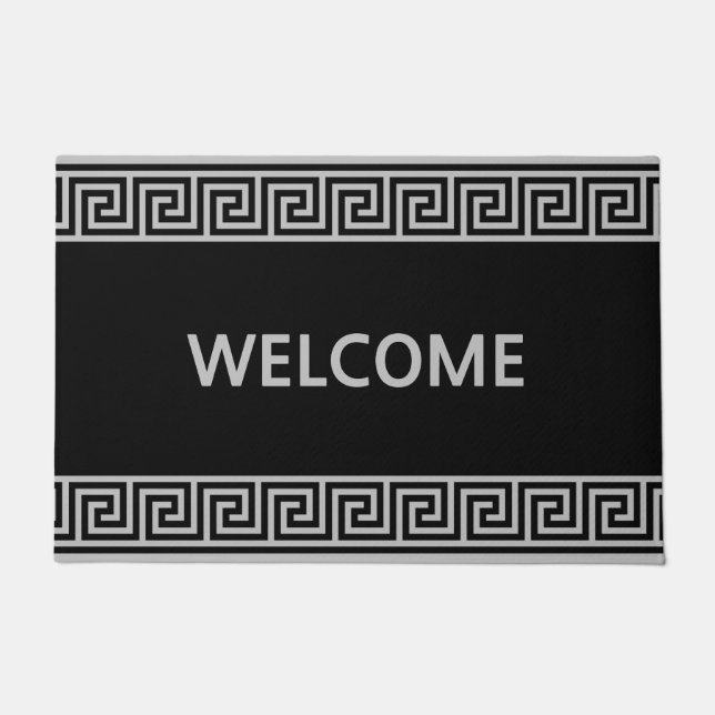Elegantes griechisches Muster am Schwarzen Türmche Fußmatte (Vorderseite)