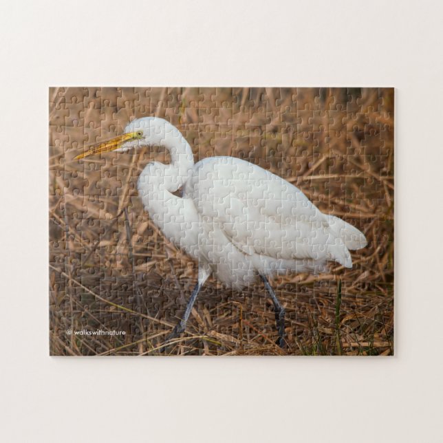 Elegantes Grosses Egret in den Reds Puzzle (Horizontal)