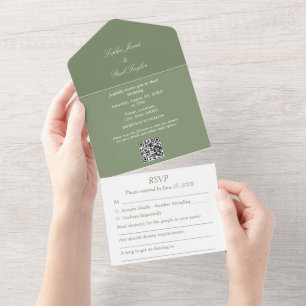 Elegantes Grün auf einer Hochzeit All In One Einladung