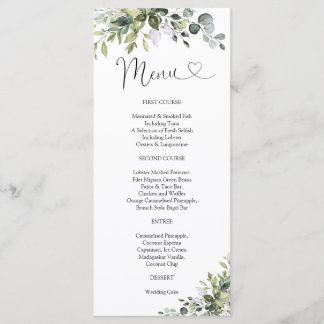 Elegantes Grün-Babyshower-Menü Menükarte