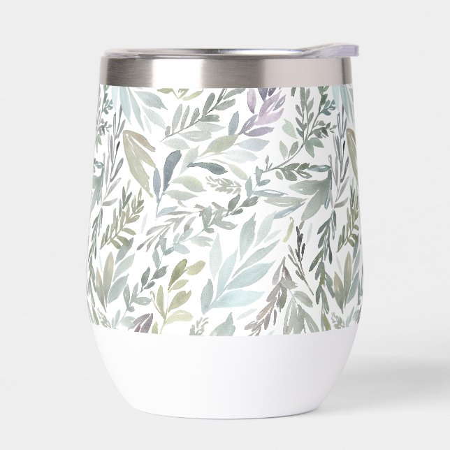 Elegantes Grün-Blau-Botanik-Wasserfarbenmotiv (Links)