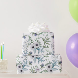 Elegantes Grün Blau Botanisches Aquarell Geschenkpapier