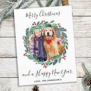 Elegantes Grün Botanisches Kraut Weihnachtsfest Fo Feiertagspostkarte