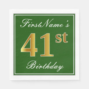 Elegantes Grün, Falsches Gold 41. Geburtstag + Nam Serviette