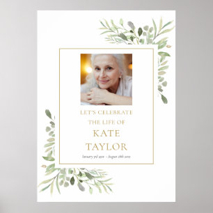 Elegantes Grün-Foto-Feier-des-Lebens-Schild Poster