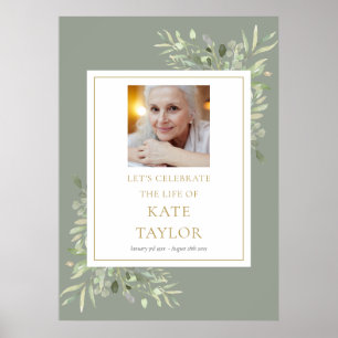 Elegantes Grün Foto Feier des Lebens Zeichen Poster
