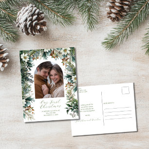 Elegantes Grün Foto Feiertagspostkarte