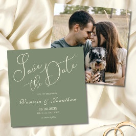 Elegantes Grün Foto Hochzeit speichern Sie das Dat Save The Date