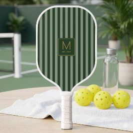 Elegantes grün gestreiftes modernes goldenes Initi Pickleball Schläger