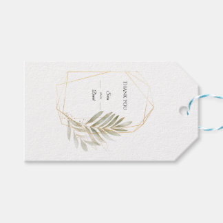 Elegantes Grün Gold Geometrisches Geschenk Tag Geschenkanhänger