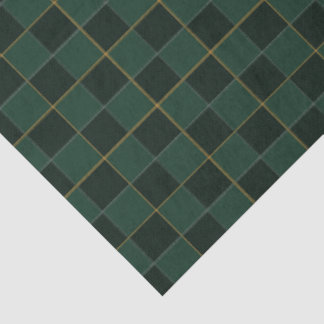 Elegantes Grün-Gold-Karo Seidenpapier