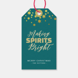 Elegantes Grün & Gold Weihnachten Geschenkanhänger