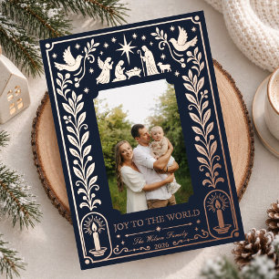 Elegantes Grün Gold Weihnachtsgeschichte Freude de Folien Feiertagskarte