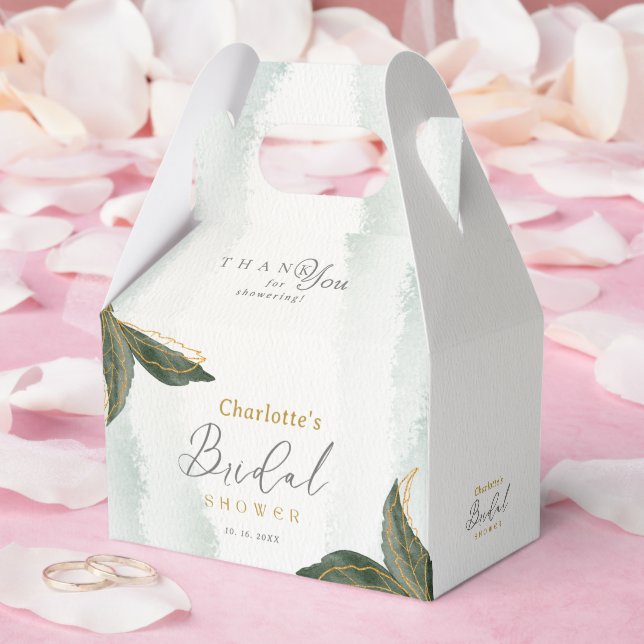 Elegantes Grün Goldenes Brautparty Geschenkschachtel (Hochzeit)