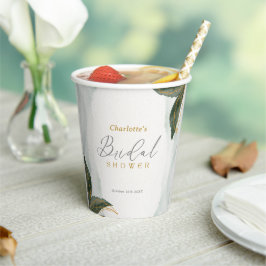 Elegantes Grün Goldenes Brautparty Pappbecher