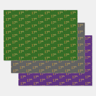 Elegantes Grün, Grau, Lila, Falsches Gold 17. Even Geschenkpapier Set