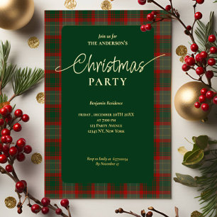 Elegantes Grün Kariertes Weihnachtsfest Party Folieneinladung