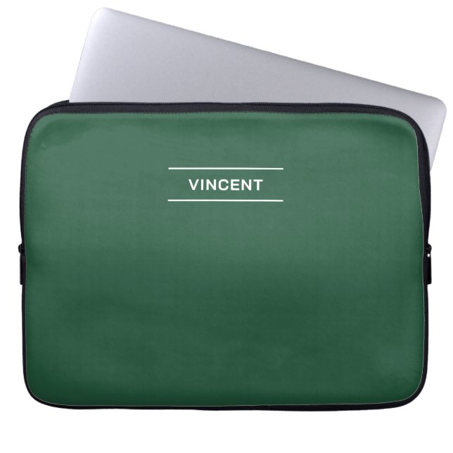 Elegantes Grün mit dem Namen Laptop Sleeve (Vorderseite)