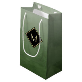 Elegantes Grün mit einfachem Gold Monogramm Kleine Geschenktüte