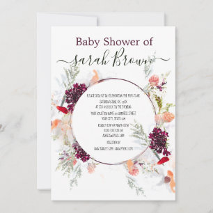 ELEGANTES GRÜN, ORANGE, ROT UND WEIN BABY SHOWER EINLADUNG