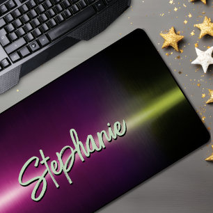 Elegantes grün rosa ombré Monogramm Schreibtischunterlage