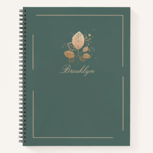Elegantes Grün & Roségold Florales Personalisierte Notizbuch