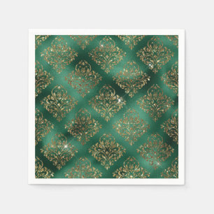 Elegantes Grün und falsches Gold - Vintage-Weihnac Serviette