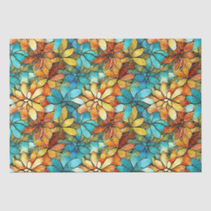 Elegantes Grün- und Gelb-Blumen-Mosaikmuster Seidenpapier